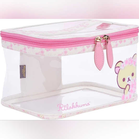 🌸🐻 NWT San-x Rilakkuma Korilakkuma Sakura Clear Cosmetics Makeup Pouch Bag - Picture 4 of 10